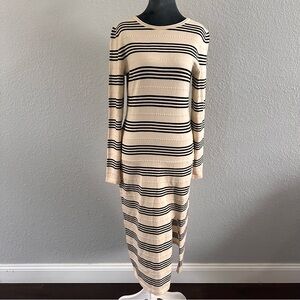 Wiholl Striped Cream & Black Knit Maxi Dress – Size Small (NWT)